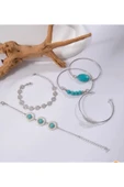 SUNA 5 PARÇA ÇELİK BİLEKLİK -OPAL TASLI - 4
