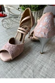 SUNA TANGO KADIN DANS AYAKKABISI KAPALI TOPUK 8,5 CM (13 PONT) PEMBE DANTEL - 2