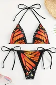 REDB KIRMIZI-SİYAH KELEBEK KANADI DESENLİ İki Parça Baskılı Bikini Mayo - 1