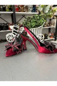 JENA FİYONK DETAYLI EN MODA ÇOK ŞIK KADIN AYAKKABI 6 CM TOPUKBOYU SATEN DOKU HER ZAMANIN MODELİ KONFOR - 2