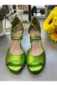 SUNA NEON YEŞİL -KAPALI TOPUK 8,5 CM 13 PONT TOPUK BOY TANGO, DANS VE ABİYE AYAKKABISI - 4