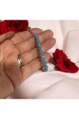 SUNA MAVİ ÇİÇEKLİ TASLI GÜMÜŞ BİLEKLİK - 1