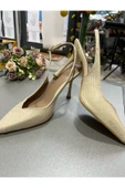 BYSLÇ SHOES KREM DOĞAL KABARTMA DESEN,AÇIK TOPUK,8,5 CM DAMLA TOPUK 13 PONT STİL SAHİBİ AYAKKABI - 2