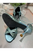SUNA CAMGÖBEGİ MASKE MODEL ÇİFT BANTLI KAPALI TOPUK 8,5 CM 13 PONT BOYU TANGO,DANS VE ABİYE AYAKKABISI - 4