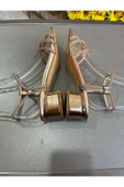 JENA ROSEGOLD SİMLİ BANTLI 4 CM KALIN TOPUK YAZLIK AYAKKABI - 3