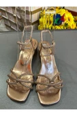 JENA ROSEGOLD SİMLİ BANTLI 4 CM KALIN TOPUK YAZLIK AYAKKABI - 5
