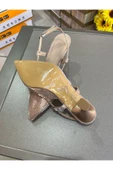 Park Moda EN MODA AÇIK ROSE GOLD 7CM KADEH TOPUK ARKASI AÇIK YAN BANTLI ÇOK RAHAT KADIN ABİYE AYAKKABI - 7
