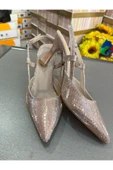 Park Moda EN MODA AÇIK ROSE GOLD 7CM KADEH TOPUK ARKASI AÇIK YAN BANTLI ÇOK RAHAT KADIN ABİYE AYAKKABI - 1