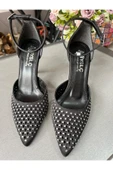 BYSLÇ SHOES TAŞLI TOPUK SİYAH SATEN KAPALI TOPUK TAŞLI ABİYE AYAKKABI - 4