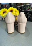 SUNA PUDRA PEMBESİ 6CM  KALIN TOPUK TANGO, SWING  VE TÜM DANSLAR İÇİN UYGUN DERİ AYAKKABI - 3