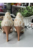 SUNA PAPATYA DESENLİ KAPALI TOPUK TANGO -DANS VE ABİYE AYAKKABISI 8,5 CM TOPUK BOYU thumbnail 2