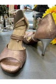 SUNA KIRÇIL DESENLİ PUDRA KAPALI TOPUK 8,5 CM 13 PONT TOPUK BOYU TANGO, DANS VE ABİYE AYAKKABISI - 2