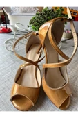 SUNA TANGO DANS AYAKKABISI YANDAN ÇİFT BAĞLI 8,5 CM (13 PONT) RUĞAN HARDAL - 1