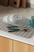 Bulaşık Kurutma Örtüsü, Bulaşıklık, Tezgah Üstü Bulaşık Matı, Süper Emici Mutfak Matı, Ekoseli Desen - 6