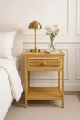 Rattan Kapaklı Bambu Yatak Başı Komodin 40*35*60 Cm - 1