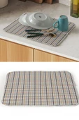 Bulaşık Kurutma Örtüsü, Bulaşıklık, Tezgah Üstü Bulaşık Matı, Süper Emici Mutfak Matı, Ekoseli Desen - 1
