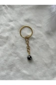 8 mm hematit taşı altın anahtarlık - 1