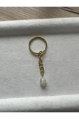 8 mm opal taşı altın anahtarlık - 1