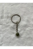 8 mm yeşim taşı gümüş anahtarlık - 1