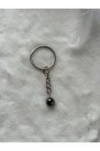 8 mm hematit taşı gümüş anahtarlık - 1