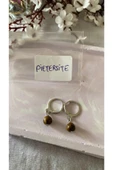 Pietersite Doğal Taşı Gümüş Kaplama Küpe - 1