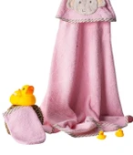 %100 Pamuk Fil Desenli Bebek Havlusu Yumuşak Premium Kalite Hediyelik 0/24 Ay - 4