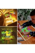 LED Işıklı Kendiliğinden Renkli Fosforlu Kalemli Kare Yazı Panosu 20x20 cm - 3