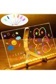 LED Işıklı Kendiliğinden Renkli Fosforlu Kalemli Kare Yazı Panosu 20x20 cm - 2