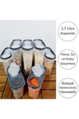 2 Kapaklı Ölçekli Erzak Kuru Gıda Saklama Kutusu Kabı - 1,7 Litre - SA935 - 3