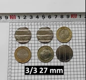 100 Adet 3/3 Çeltikli 27/2 Mm Oyun Makineleri & Langırt Jetonu - 1