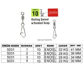 Captain 5031 Hoked Klips 10lu Paket Black Nikel  6 - 1