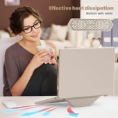 Apple Macbook Pro 14inç M1/M2 A2442 A2779 Kılıf Synthetic İpeksi Deri Standlı Havalandırmalı Kapak 2021 2022 - 12