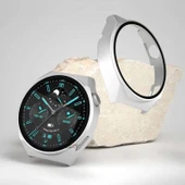 Sneezy Huawei Gt3 Pro 46mm PC Sert Kasa Ve Ekran Koruyucu  Gümüş thumbnail 3