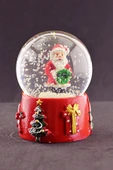 Noel Baba Merry Christmas Tasarımlı 9 cm Orta Boy Işıklı Kar Küresi 1B - 3