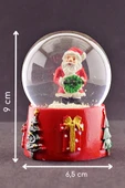 Noel Baba Merry Christmas Tasarımlı 9 cm Orta Boy Işıklı Kar Küresi 1B - 1