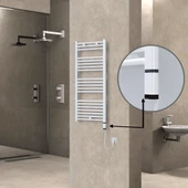 HAITI Elektrikli Havlupan 500x1100 Düz Beyaz (OneD OnOff ) Sağ 300W - 1