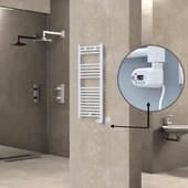 HAITI Elektrikli Havlupan 400x1000 Düz Beyaz (Thesis Termostat) 300W - 1