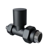 Radyatör Vanası 12 Pütürlü Siyah Düz Pex (Metal Volanlı 16*2mm Boru Bağl. Rakorlu) - 1