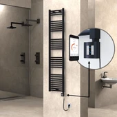 HAITI Elektrikli Havlupan 400x1800 Düz Siyah (KTX4 Termostat) 600W Spiral Kablolu - 1