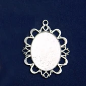 Epoksi Kolye Ucu Oval Desenli Nikel (5 ADET) - 1