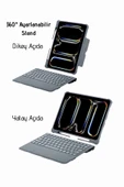 iPad Air 13 Uyumlu M2/M3 Ledli 360° Manyetik Standlı Touchpadli Katanya Klavyeli Tablet Kılıfı thumbnail 5
