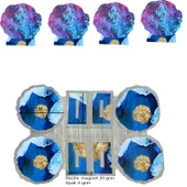 Epoksi  Silikon Kalıp Tırtıklı Kenar Ayaklı Magnet Kalıbı 7 CM  4 Lü thumbnail 1