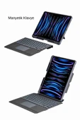 iPad Air 13 Uyumlu M2/M3 Ledli 360° Manyetik Standlı Touchpadli Katanya Klavyeli Tablet Kılıfı thumbnail 7