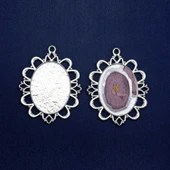 Epoksi Kolye Ucu Oval Desenli Nikel (5 ADET) - 4