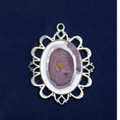 Epoksi Kolye Ucu Oval Desenli Nikel (5 ADET) - 2