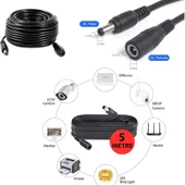 EC-5 AWG23 5 Metre Power Güç Uzatma Kablosu – 12V DC Wifi Kamera Modem Kayıt Cihazı Uyumlu - 6