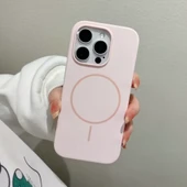 iPhone 15 Pro MagSafe Yumuşak Silikon Kılıf – Lansman İçi Kadife Dokulu, Kablosuz Şarj Destekli Rose - 7