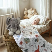 Çok Amaçlı Müslin Bebek Örtüsü & Battaniyesi 60x95 cm %100 Pamuk, 3 Katlı, Unisex, Hayvan Desenli - 3