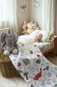 Çok Amaçlı 3 Katlı Müslin Bebek Örtüsü Puset Örtüsü 60x95 %100 Pamuk Yeni Doğan Hediye Unisex Desen - 6