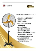 MUZEKO 75cm MZK-750 MEGA PLUS 30 INÇ SARI KANATLI SANAYİ TİPİ AYAKLI VANTİLATÖR 75CM - 2
